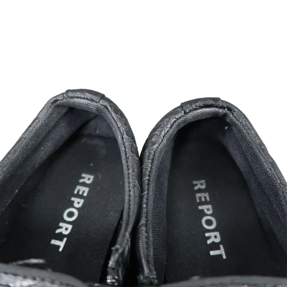Report Shoes Womens 7 Sneakers Fashion Casual Zip Black Snakeskin Faux Leather
